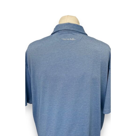 Travis Mathew Mens Active Golf Blue Stripe Short Sleeve Polo Shirt XXL - Picture 4 of 9